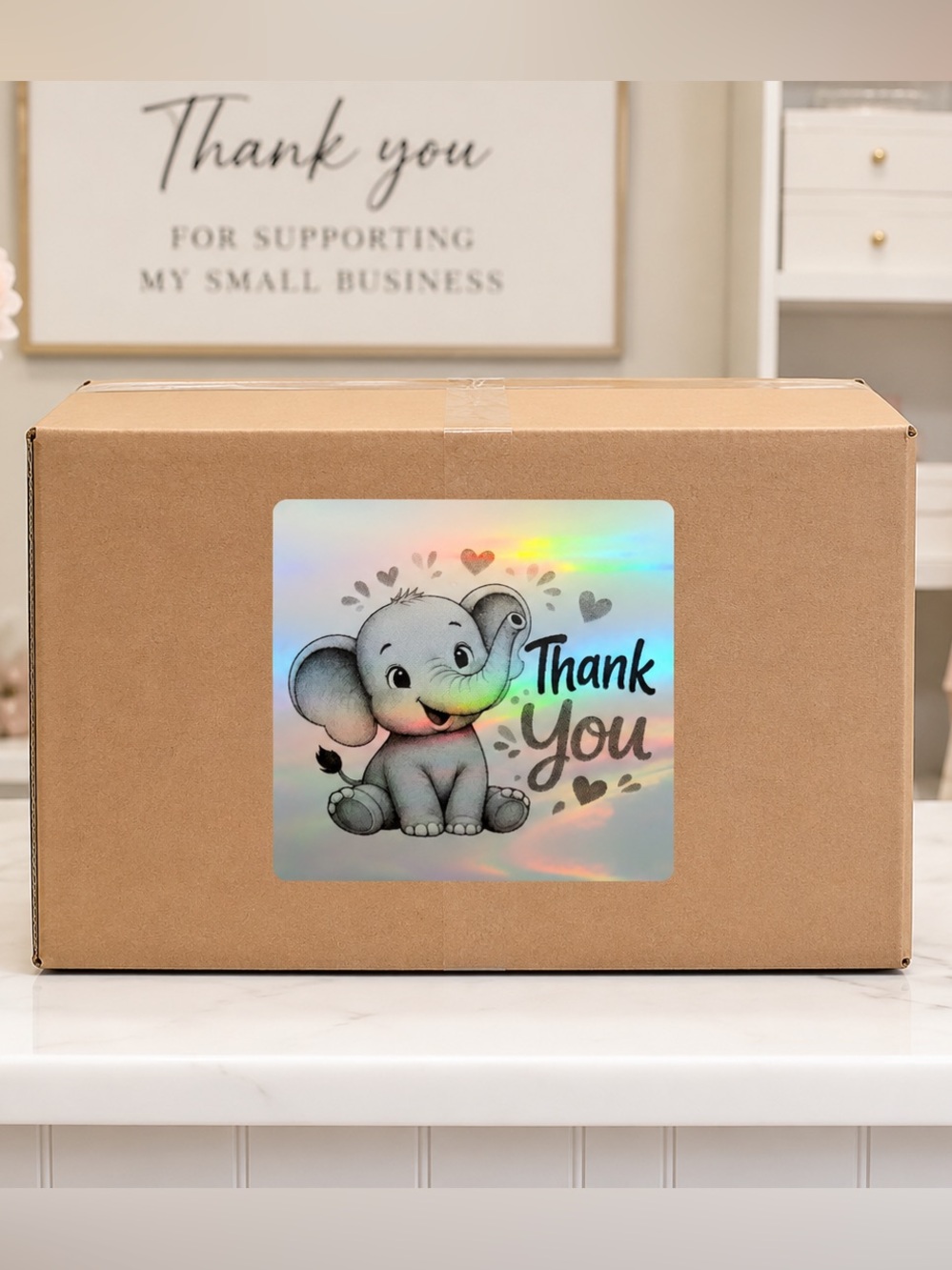 Elephant Thank You Stickers 3”x3”-100ct. New